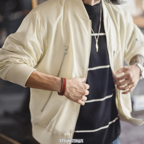 MADEN L2B Flight Bomberjacke – Lässige, leichte Nylon-Pilotenjacke mit Reißverschluss 