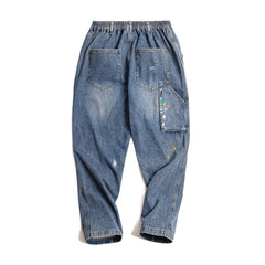 Jeans rectos de mezclilla lavados con efecto salpicado MADEN