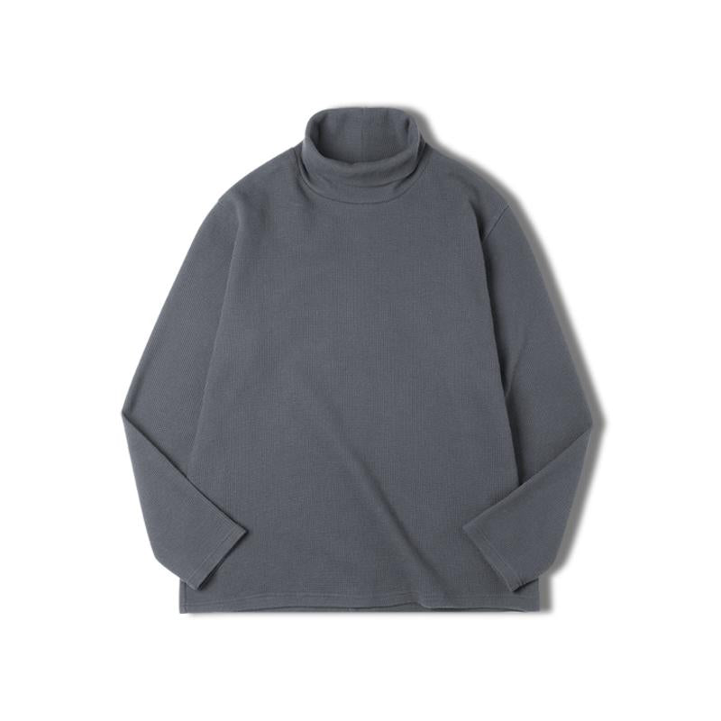 MADEN Herren Schwergewicht Gerippter Rollkragen Slim-Fit Pullover