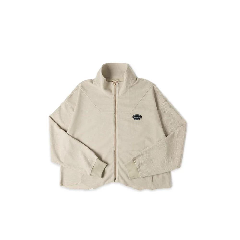 MADEN Damen-Kapuzenjacken mit Reißverschluss, Waffelrippbündchen, lässige Jacken, Harajuku-Sweatshirts, Mäntel mit halbhohem Stehkragen, Streetwear 