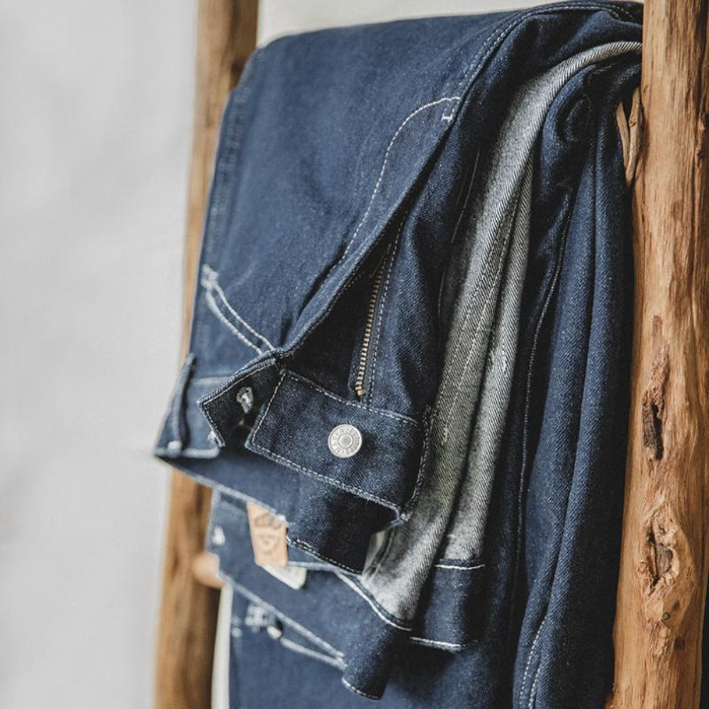 Jeans baggy de mezclilla selvedge de 11.5 oz para hombre MADEN