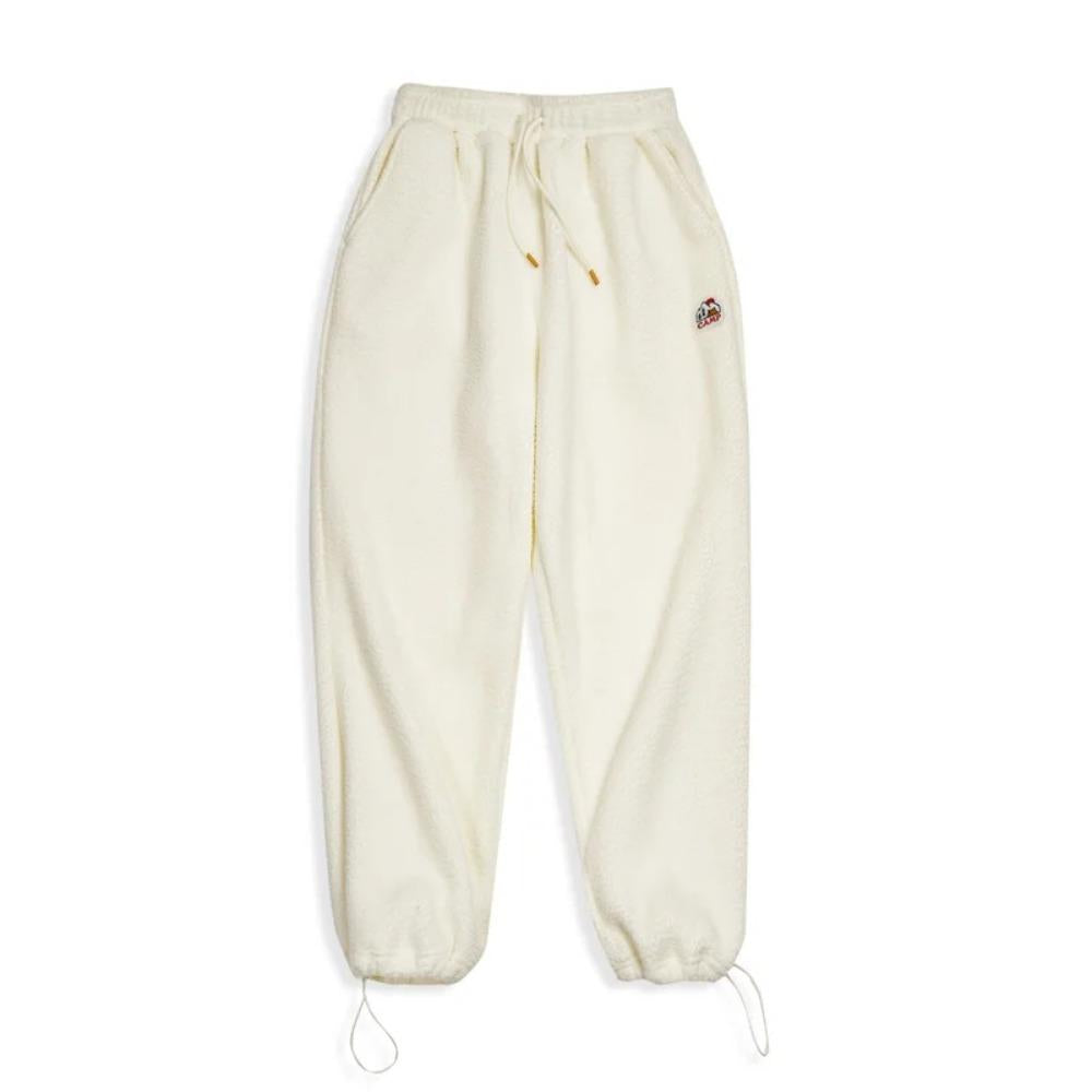 MADEN Damen Herbst/Winter Freizeithose mit Plüschfutter und Fleece-Einlage, Strickhose mit geradem Bein 
