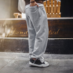 Pantalones de forro polar gris para hombre MADEN – Pantalones de invierno gruesos de pierna recta con cordón ajustable