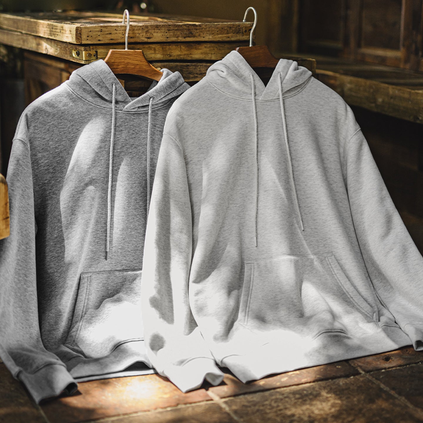 MADEN Herren Grauer Hoodie – Fleecegefüttert