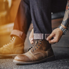 MADEN Karmesinrote Denim Jeans – Selvedge Raw Denim