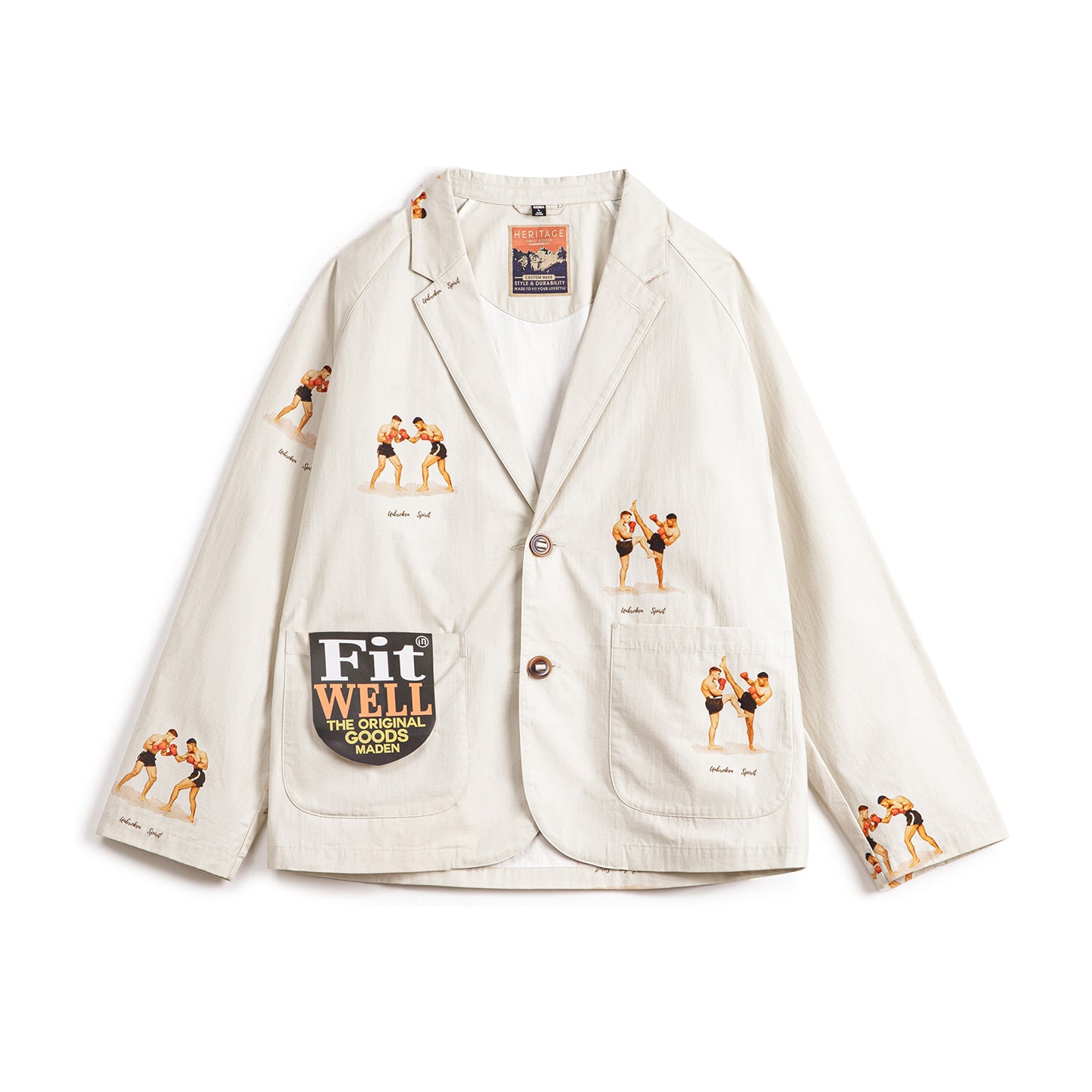 MADEN Fighter Prints Casual Blazer-Hemd