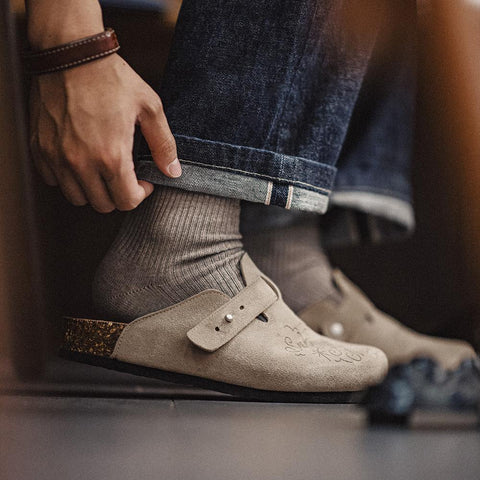 MADEN Illustration Mules Closed-Toe Cork Slides