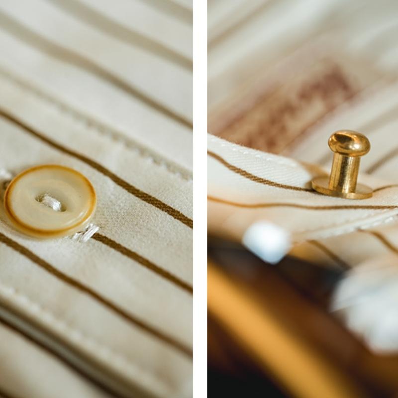 마덴 줄무늬 긴팔 셔츠 스탠드 칼라 – 면 100%