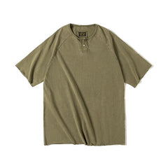 Camiseta Henley retro MADEN para hombre de algodón pesado