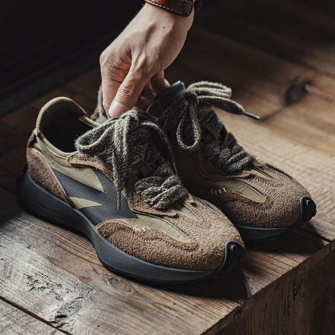 MADEN Herren Retro-Joggingschuhe, Waffelsohle, atmungsaktiv, dicke Sohle, niedriges Profil, lässige Outdoor-Sportschuhe für Herren 