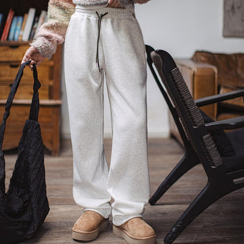 MADEN Women Casual Striped Sweatpants Loose-fit Fleece-Lined Joggers Fall Winter Tapered Warm Winter Pants Uncle Fu Brand