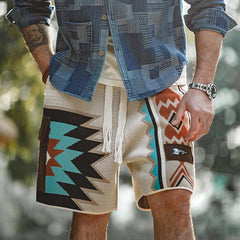 MADEN Navajo Totem gestrickte Strandshorts für Herren