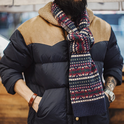 MADEN Fair Isle Knit Scarf & Beanie Set