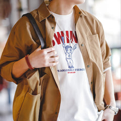 MADEN Retro Buchstabenprint Langarmshirt
