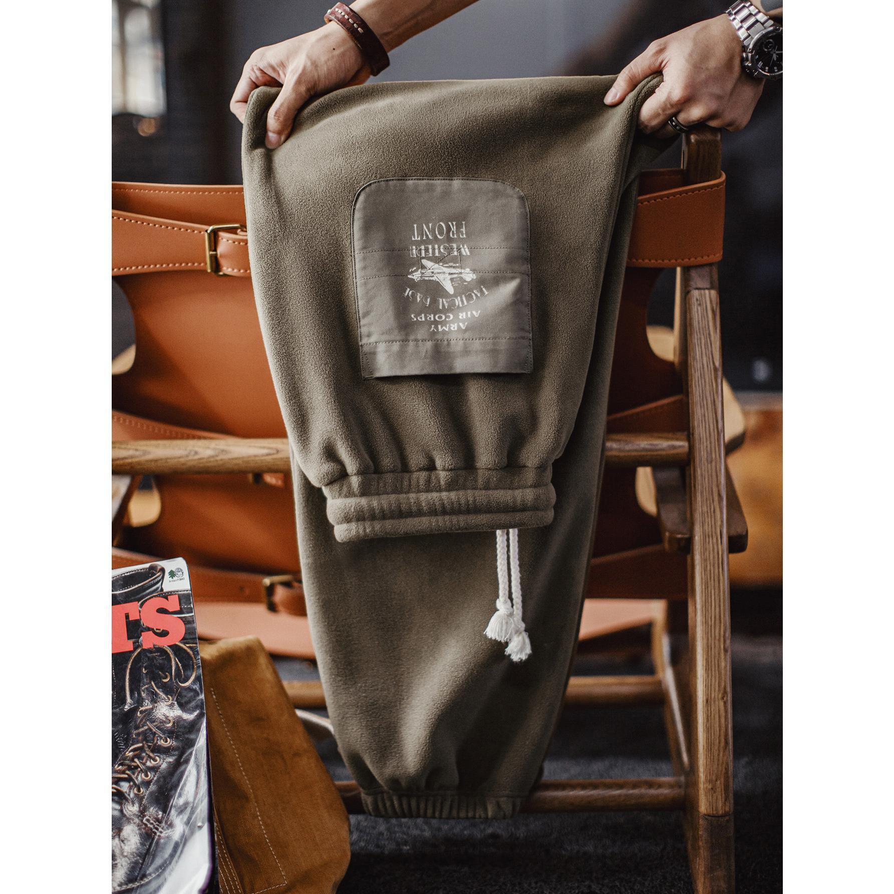 MADEN Schwer Gefütterte Fleece Cargo-Sweathose