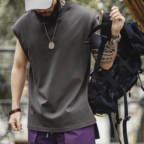 Camiseta sin mangas holgada de algodón 100% MADEN