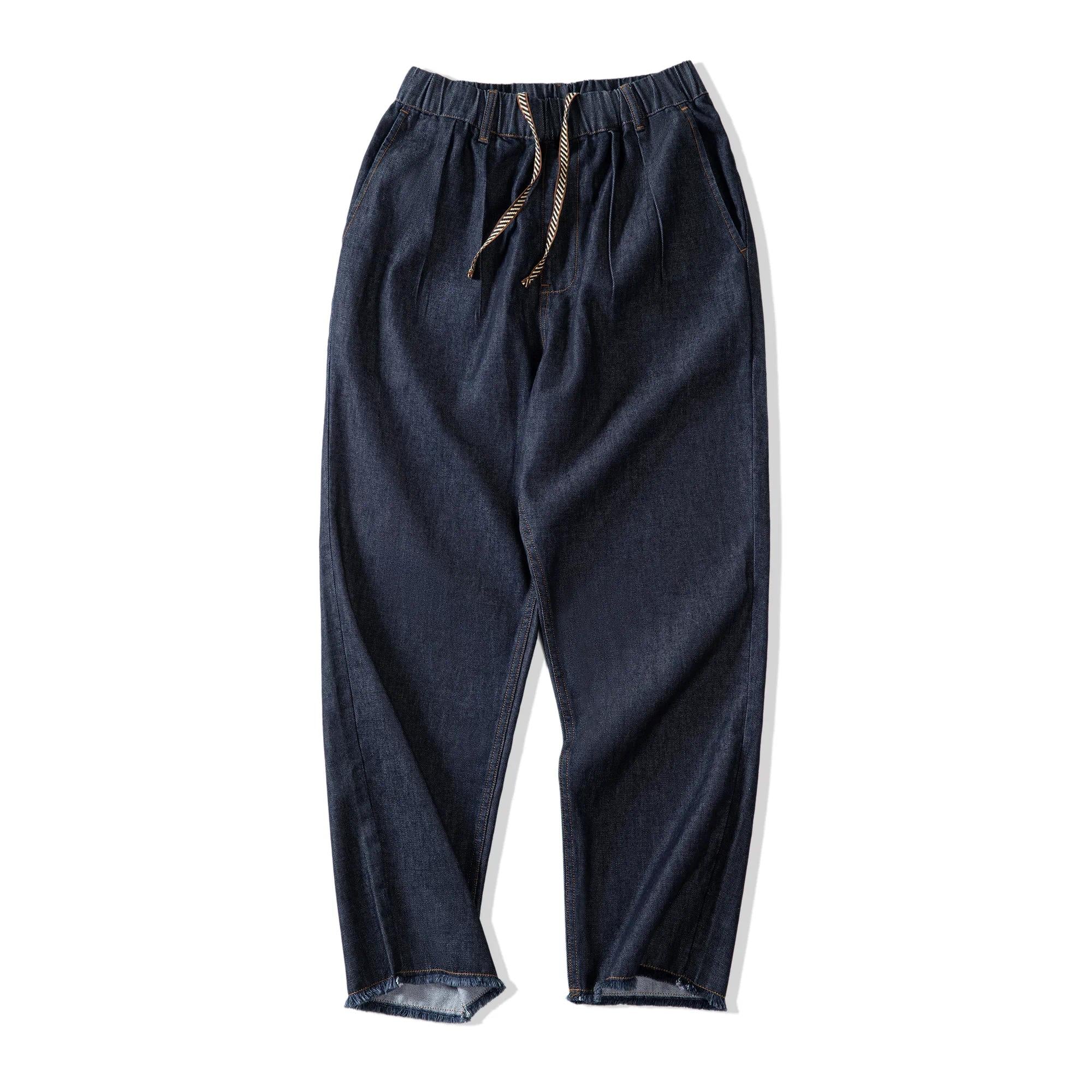 Quần Jean Túi Lệch MADEN | Cảm Giác Mát Mẻ Quần Jean Denim Giặt Rũ Rộng Thoải Mái Cắt Thẳng Thiết Kế Xếp Ly Đôi Màu Xanh Nguyên Bản [COD]