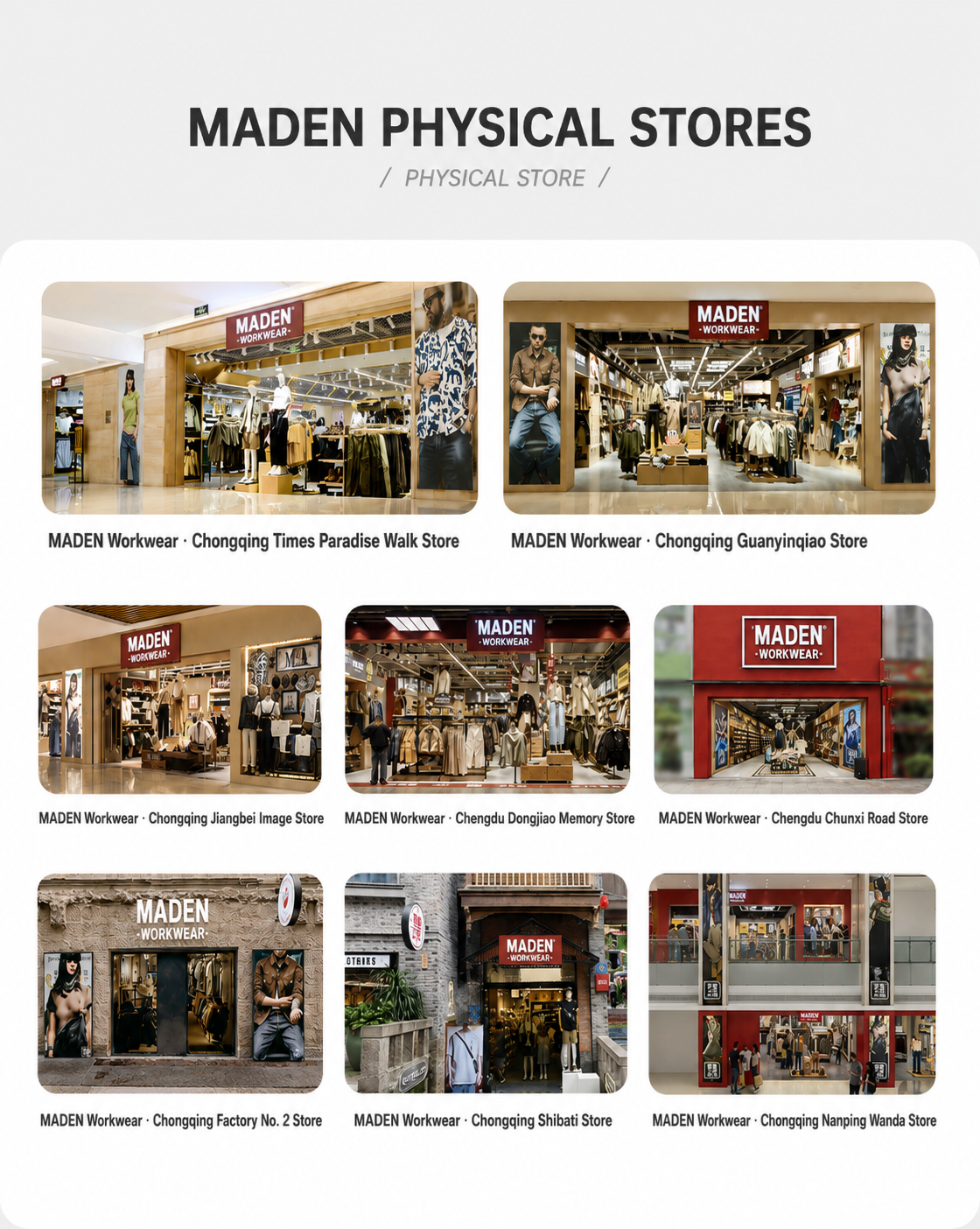Maden physical stores